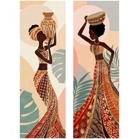 Indretning Malerier og lærreder Signes Grimalt Afrikansk Kvinde Maler 2 Enheder Sort