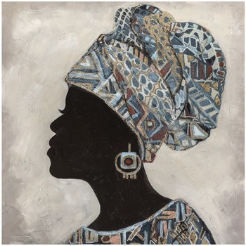 Indretning Malerier og lærreder Signes Grimalt Afrikansk Kvindemaleri Sort
