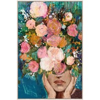 Indretning Malerier og lærreder Signes Grimalt Maleri Kvinde Blomster Pink