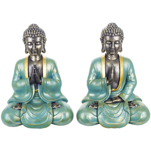 Indretning Små statuer og figurer Signes Grimalt Fibura Buddha Mediterer 2 Enheder Blå