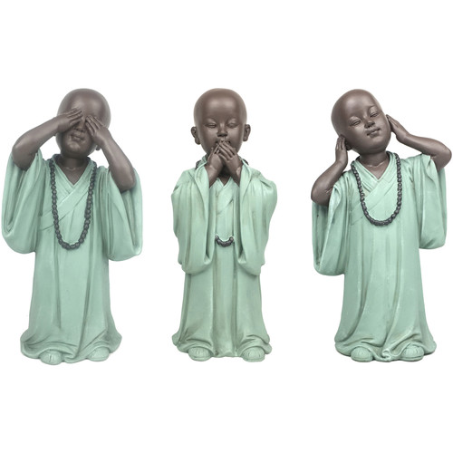 Indretning Små statuer og figurer Signes Grimalt Munkefigur Kan Ikke Se-Høre-Tale 3 Enheder Grøn