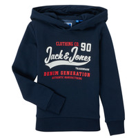 textil Dreng Sweatshirts Jack & Jones JJELOGO SWEAT HOOD Marineblå