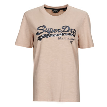 textil Dame T-shirts m. korte ærmer Superdry VINTAGE LOGO BOROUGH TEE Pink / Støv