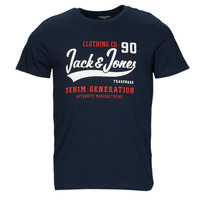 textil Herre T-shirts m. korte ærmer Jack & Jones JJELOGO TEE SS O-NECK 2 COL Marineblå