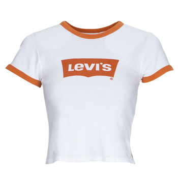 textil Dame T-shirts m. korte ærmer Levi's GRAPHIC RINGER MINI TEE Orange / Lys / Hvid