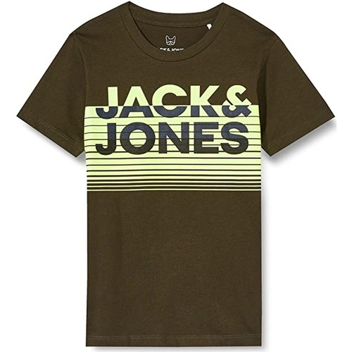 textil Dreng T-shirts m. korte ærmer Jack & Jones CAMISETA VERDE NIO JACKJONES 12190494 Grøn