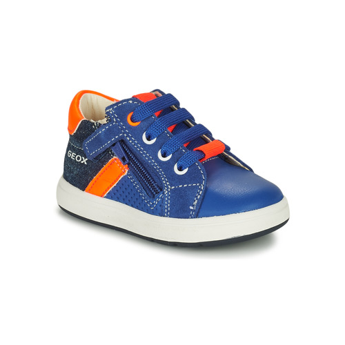 Sko Dreng Lave sneakers Geox B BIGLIA B. B - NAPPA+DENIM SL Blå / Orange