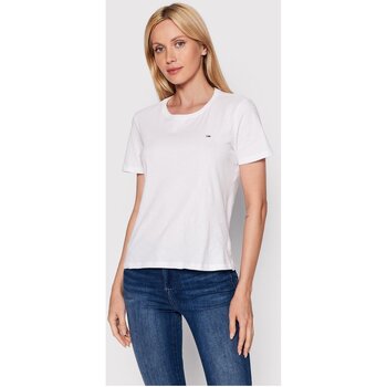 textil Dame T-shirts & poloer Tommy Jeans DW0DW14616 Hvid