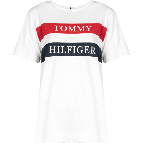 textil Dame T-shirts m. korte ærmer Tommy Hilfiger WW0WW25917 Hvid
