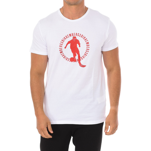 textil Herre T-shirts m. korte ærmer Bikkembergs BKK1MTS02-WHITE Hvid