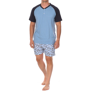 textil Herre Pyjamas / Natskjorte J And J Brothers JJBCH5700 Blå