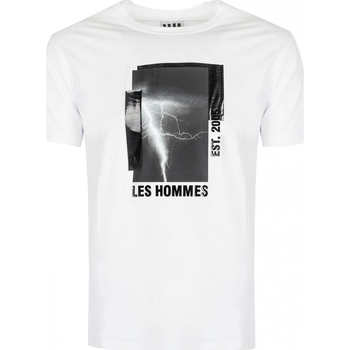 textil Herre T-shirts m. korte ærmer Les Hommes LLT215-717P | Round Neck T-Shirt Hvid