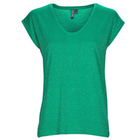 textil Dame T-shirts m. korte ærmer Pieces PCBILLO TEE LUREX STRIPES Grøn