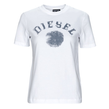 textil Dame T-shirts m. korte ærmer Diesel T-REG-G7 Hvid / Blå
