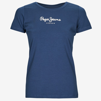 textil Dame T-shirts m. korte ærmer Pepe jeans NEW VIRGINIA Marineblå