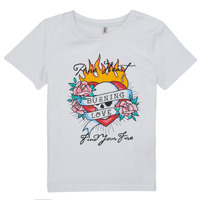 textil Pige T-shirts m. korte ærmer Only KOGALICE-REG-S/S-BURNING-TOP-BOX-JRS Hvid