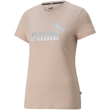 textil Dame T-shirts m. korte ærmer Puma Ess Metallic Logo Tee Beige
