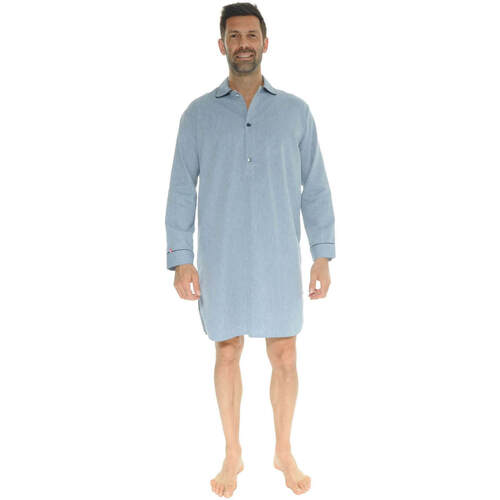 textil Herre Pyjamas / Natskjorte Le Pyjama Français CHARLIEU Blå