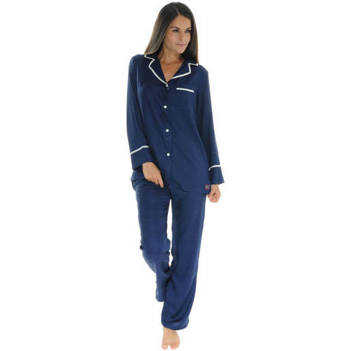 textil Dame Pyjamas / Natskjorte Le Pyjama Français ROANNAISE Blå