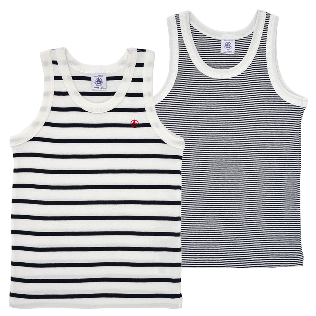 textil Dreng Toppe / T-shirts uden ærmer Petit Bateau A01DS00 X2 Hvid / Blå
