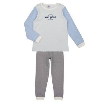 textil Børn Pyjamas / Natskjorte Petit Bateau FRERE Blå / Hvid
