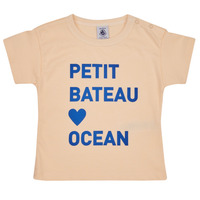 textil Børn T-shirts m. korte ærmer Petit Bateau FAON Beige / Blå