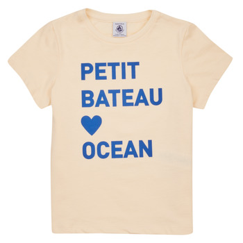 textil Pige T-shirts m. korte ærmer Petit Bateau FOUGUE Beige / Blå
