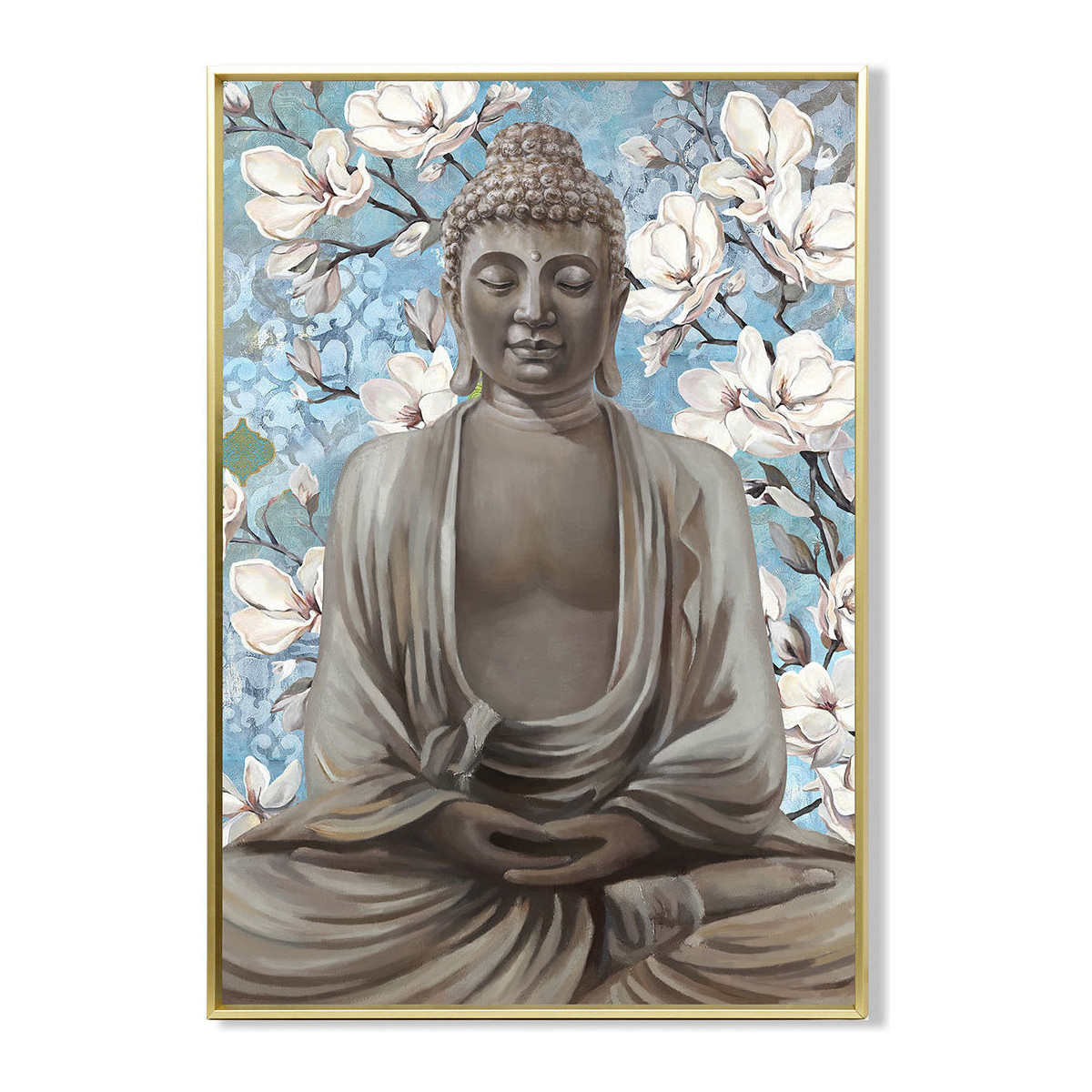 Indretning Malerier og lærreder Signes Grimalt Buddha Maleri Blomster Baggrund Blå