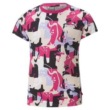 textil Pige T-shirts m. korte ærmer Puma ESS STREET ART LOGO Flerfarvet