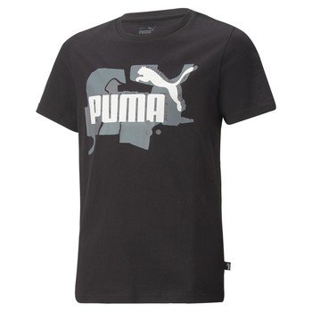 textil Dreng T-shirts m. korte ærmer Puma ESS STREET ART LOGO Sort