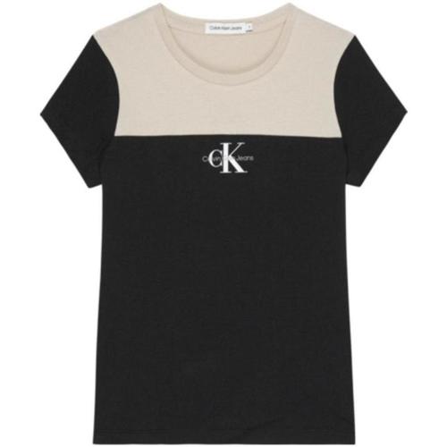 textil Pige T-shirts m. korte ærmer Calvin Klein Jeans  Sort