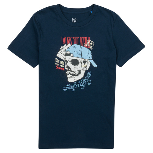 textil Dreng T-shirts m. korte ærmer Jack & Jones JORROXBURY TEE SS CREW NECK Marineblå