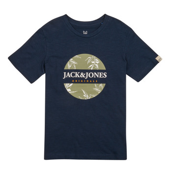 textil Dreng T-shirts m. korte ærmer Jack & Jones JORCRAYON BRANDING TEE SS CREW NECK Marineblå