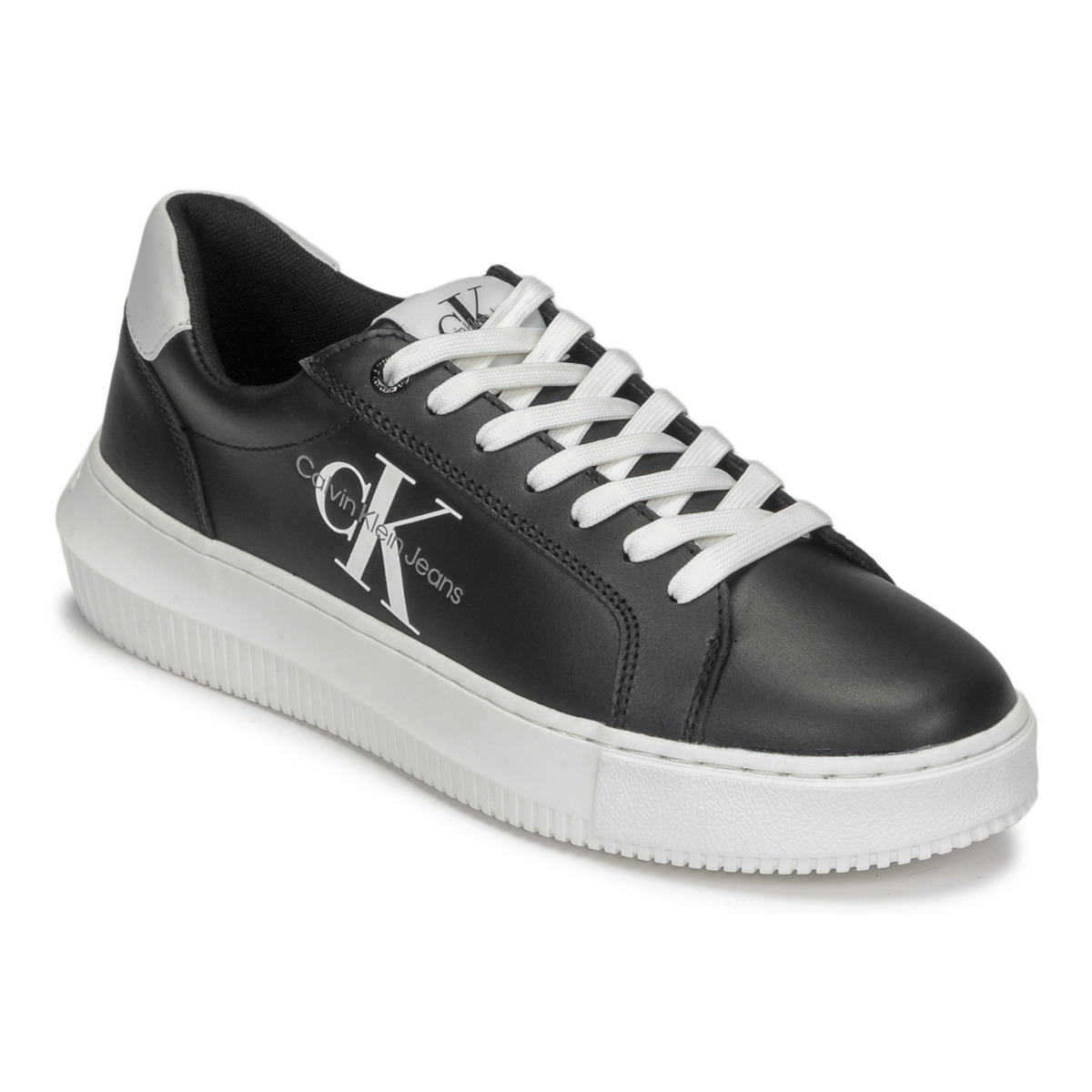 Sko Dame Lave sneakers Calvin Klein Jeans CHUNKY CUPSOLE LACEUP MON LTH WN Sort / Hvid
