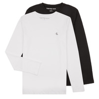 textil Dreng Langærmede T-shirts Calvin Klein Jeans 2-PACK MONOGRAM TOP LS X2 Sort / Hvid