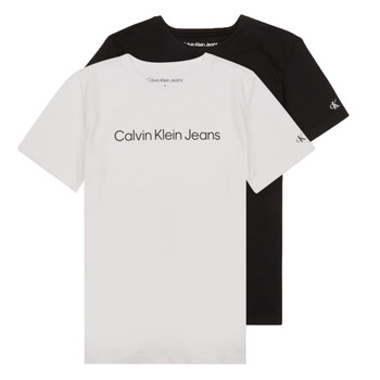 textil Dreng T-shirts m. korte ærmer Calvin Klein Jeans CKJ LOGO 2-PACK T-SHIRT X2 Sort / Hvid