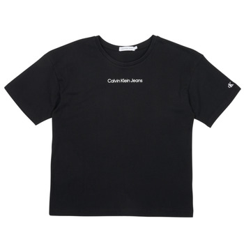 textil Pige T-shirts m. korte ærmer Calvin Klein Jeans CKJ LOGO BOXY T-SHIRT Sort