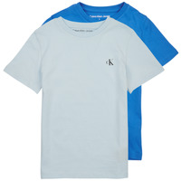 textil Dreng T-shirts m. korte ærmer Calvin Klein Jeans PACK MONOGRAM TOP X2 Blå / Blå