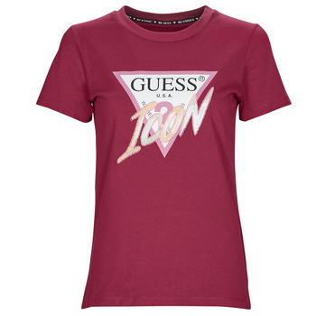 textil Dame T-shirts m. korte ærmer Guess SS CN ICON TEE Bordeaux
