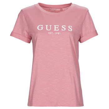 textil Dame T-shirts m. korte ærmer Guess ES SS GUESS 1981 ROLL CUFF TEE Pink
