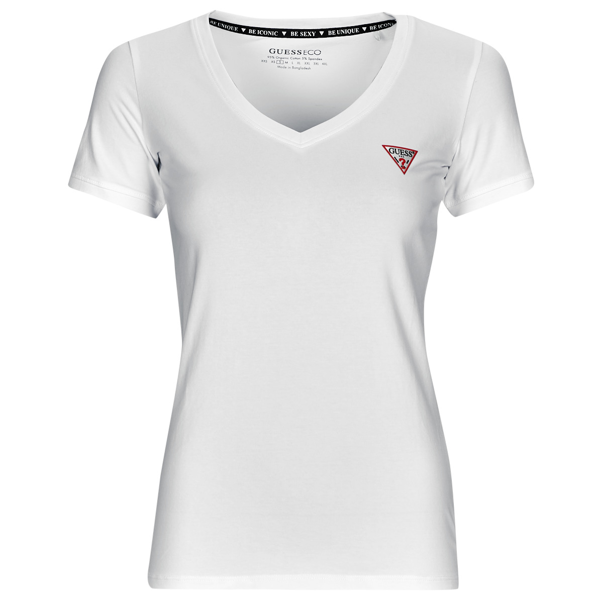 textil Dame T-shirts m. korte ærmer Guess SS VN MINI TRIANGLE TEE Hvid