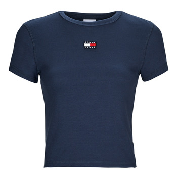 textil Dame T-shirts m. korte ærmer Tommy Jeans TJW BBY RIB XS BADGE Marineblå