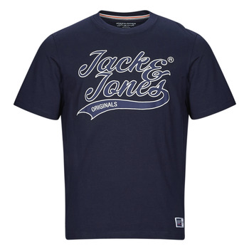 textil Herre T-shirts m. korte ærmer Jack & Jones JORTREVOR UPSCALE SS TEE CREW NECK Marineblå