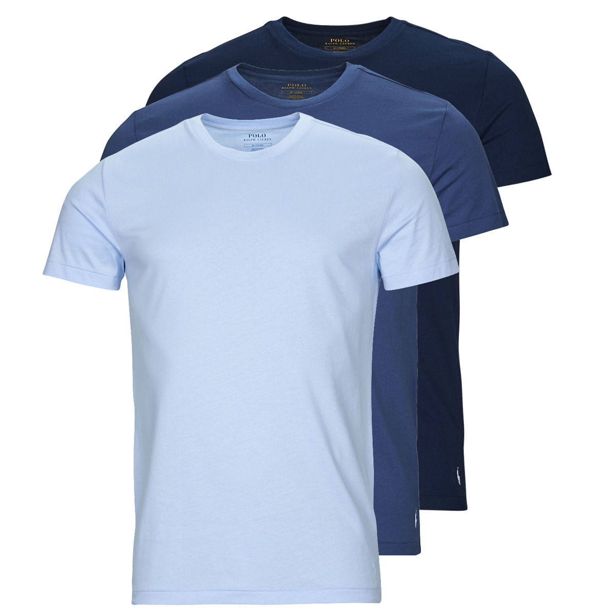 textil Herre T-shirts m. korte ærmer Polo Ralph Lauren 3 PACK CREW UNDERSHIRT Blå / Marineblå / Blå / Himmelblå