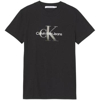 textil Dame T-shirts m. korte ærmer Calvin Klein Jeans  Sort