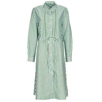 textil Dame Korte kjoler Tommy Hilfiger ORG CO STRIPE MIDI SHIRT-DRESS Hvid / Grøn