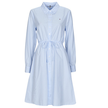 textil Dame Korte kjoler Tommy Hilfiger ITHAKA KNEE SHIRT-DRESS LS Hvid / Blå