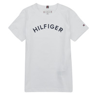 textil Børn T-shirts m. korte ærmer Tommy Hilfiger U HILFIGER ARCHED TEE Hvid