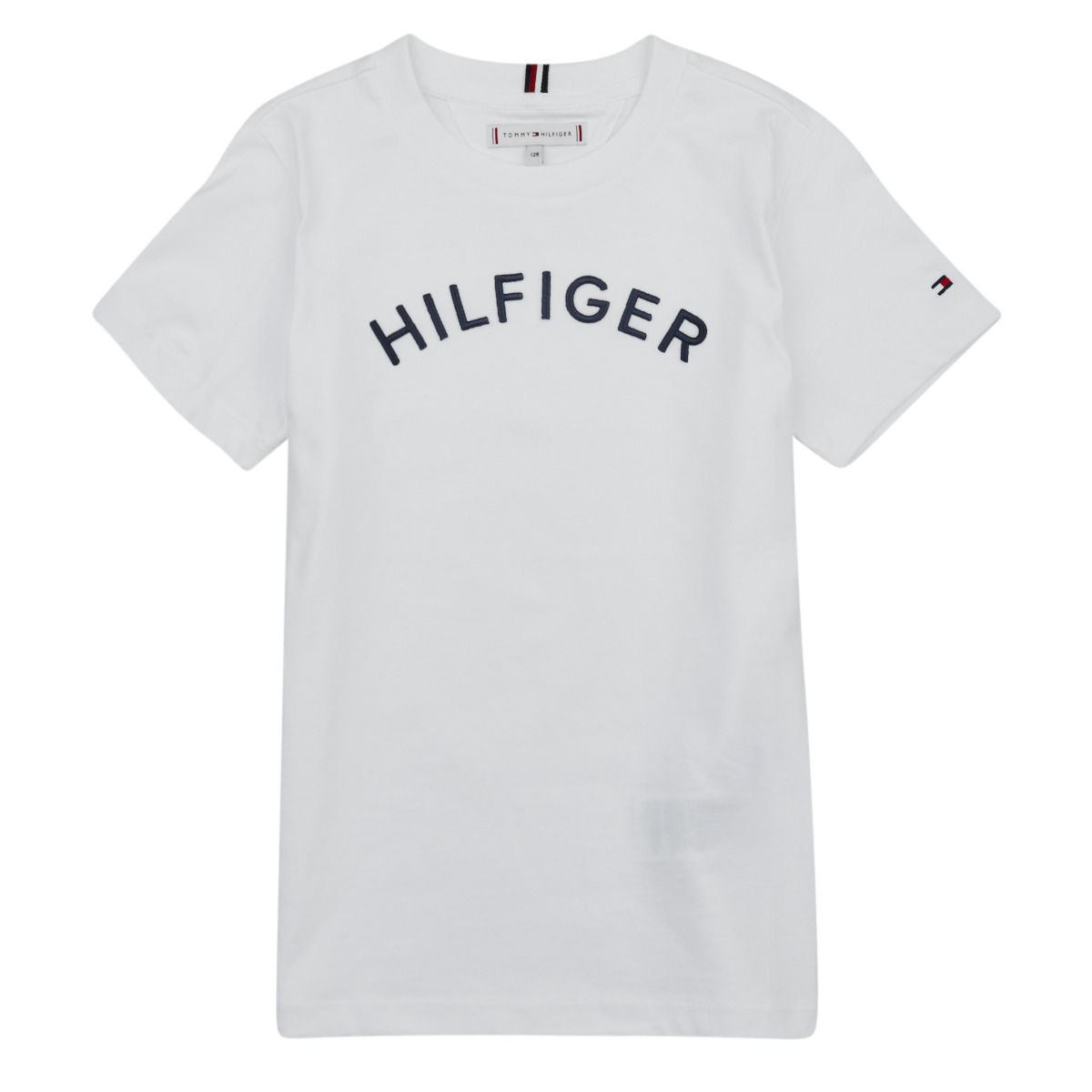 textil Børn T-shirts m. korte ærmer Tommy Hilfiger U HILFIGER ARCHED TEE Hvid