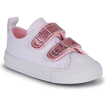 Sko Pige Lave sneakers Converse CHUCK TAYLOR ALL STAR 2V EASY-ON GLITTER STRAP OX Hvid / Pink